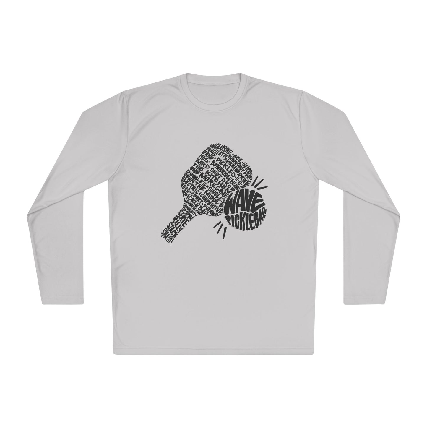 Pickleball Dinktionary Active Performance Long Sleeve Tee Black and White