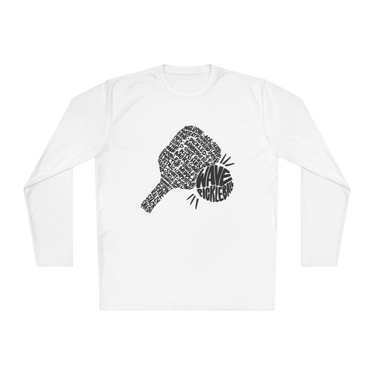 Pickleball Dinktionary Active Performance Long Sleeve Tee Black and White